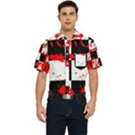 Checkerboard Splatter Men s Short Sleeve Pocket Shirt 