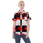 Checkerboard Splatter Women s Short Sleeve Pocket Shirt