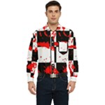 Checkerboard Splatter Men s Long Sleeve Pocket Shirt 