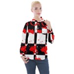 Checkerboard Splatter Women s Long Sleeve Pocket Shirt