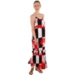 Checkerboard Splatter Cami Maxi Ruffle Chiffon Dress