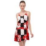 Checkerboard Splatter Summer Time Chiffon Dress