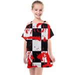 Checkerboard Splatter Kids  One Piece Chiffon Dress