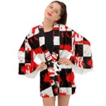 Checkerboard Splatter Long Sleeve Kimono