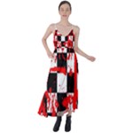Checkerboard Splatter Tie Back Maxi Dress
