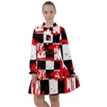 Checkerboard Splatter All Frills Chiffon Dress