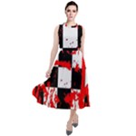 Checkerboard Splatter Round Neck Boho Dress