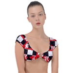 Checkerboard Splatter Cap Sleeve Ring Bikini Top