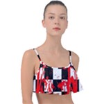 Checkerboard Splatter Frill Bikini Top