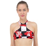 Checkerboard Splatter High Neck Bikini Top