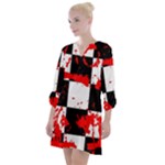 Checkerboard Splatter Open Neck Shift Dress