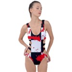 Checkerboard Splatter Side Cut Out Swimsuit