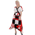 Checkerboard Splatter Cross Front Sharkbite Hem Maxi Dress