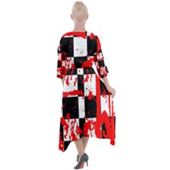 Quarter Sleeve Wrap Front Maxi Dress 