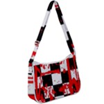 Checkerboard Splatter Zip Up Shoulder Bag