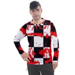 Checkerboard Splatter Men s Pique Long Sleeve Tee