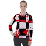 Checkerboard Splatter Women s Pique Long Sleeve Tee