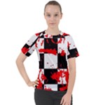 Checkerboard Splatter Women s Sport Raglan Tee