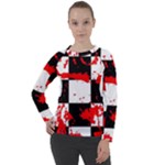 Checkerboard Splatter Women s Long Sleeve Raglan Tee