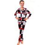 Checkerboard Splatter Kid s Satin Long Sleeve Pajamas Set