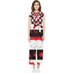 Checkerboard Splatter Women s Frill Top Jumpsuit