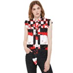 Checkerboard Splatter Frill Detail Shirt