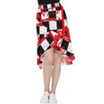 Checkerboard Splatter Frill Hi Low Chiffon Skirt