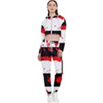 Checkerboard Splatter Cropped Zip Up Lounge Set