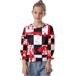 Checkerboard Splatter Kids  Cuff Sleeve Top