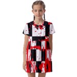 Checkerboard Splatter Kids  Asymmetric Collar Dress