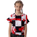 Checkerboard Splatter Kids  Cut Out Flutter Sleeves