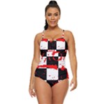 Checkerboard Splatter Retro Full Coverage Swimsuit