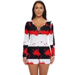 Checkerboard Splatter Long Sleeve Boyleg Swimsuit