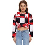 Checkerboard Splatter Women s Lightweight Cropped Hoodie