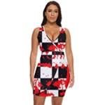 Checkerboard Splatter Draped Bodycon Dress