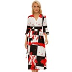 Checkerboard Splatter Midsummer Wrap Dress