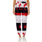 Checkerboard Splatter Cropped Drawstring Pants