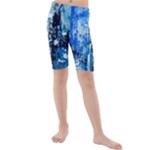Blue Abstract Graffiti Kids  Mid Length Swim Shorts