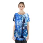 Blue Abstract Graffiti Skirt Hem Sports Top