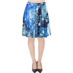 Blue Abstract Graffiti Velvet High Waist Skirt