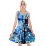 Blue Abstract Graffiti Reversible Velvet Sleeveless Dress