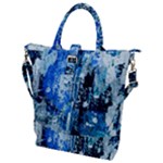 Blue Abstract Graffiti Buckle Top Tote Bag