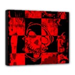 Red Grunge Skull Deluxe Canvas 24  x 20  (Stretched)