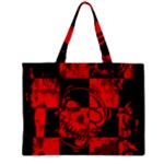 Red Grunge Skull Zipper Mini Tote Bag