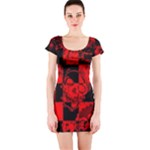Red Grunge Skull Short Sleeve Bodycon Dress