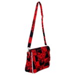 Red Grunge Skull Shoulder Bag with Back Zipper