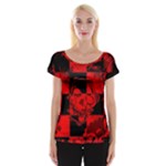 Red Grunge Skull Cap Sleeve Top