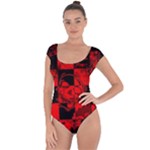 Red Grunge Skull Short Sleeve Leotard 