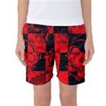 Red Grunge Skull Women s Basketball Shorts