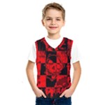 Red Grunge Skull Kids  Basketball Tank Top